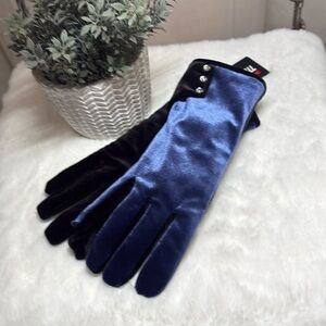 Elegant Black and Blue Rhinestone Women’s Gloves